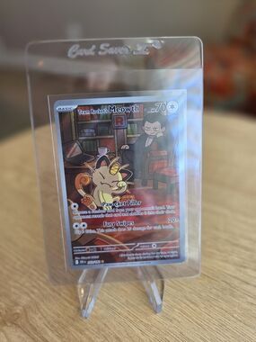 Pokemon Team Rocket's Meowth Destined Rivals Pokemon Card in Protective Case